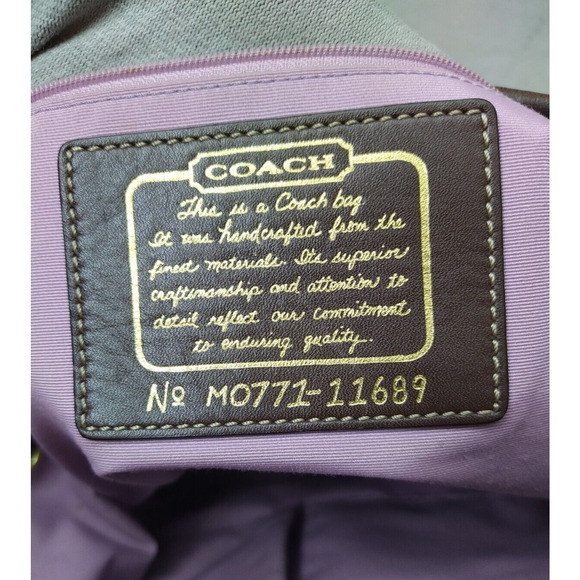 Coach Chelsea Signature Brown Canvas Leather Trim Zipper Hobo Shoulder Bag - Picture 12 of 16